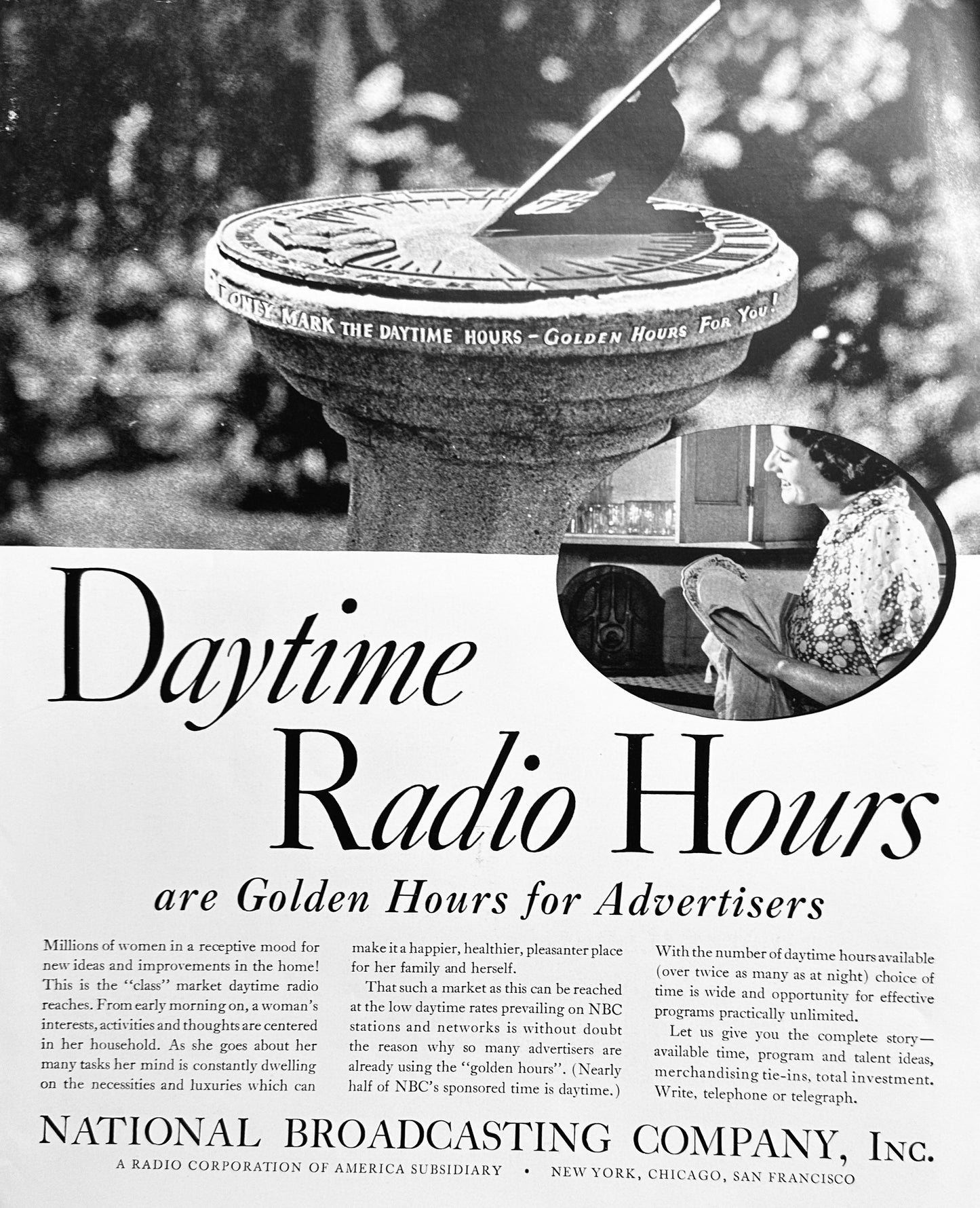 1934 Masterpiece Ad - NBC Daytime Radio Hours - Ad #1548