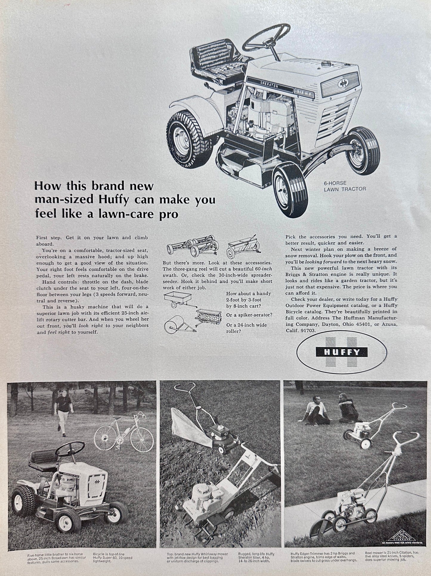 1967 Huffy Lawn Care Equipment Vintage Ad #1554