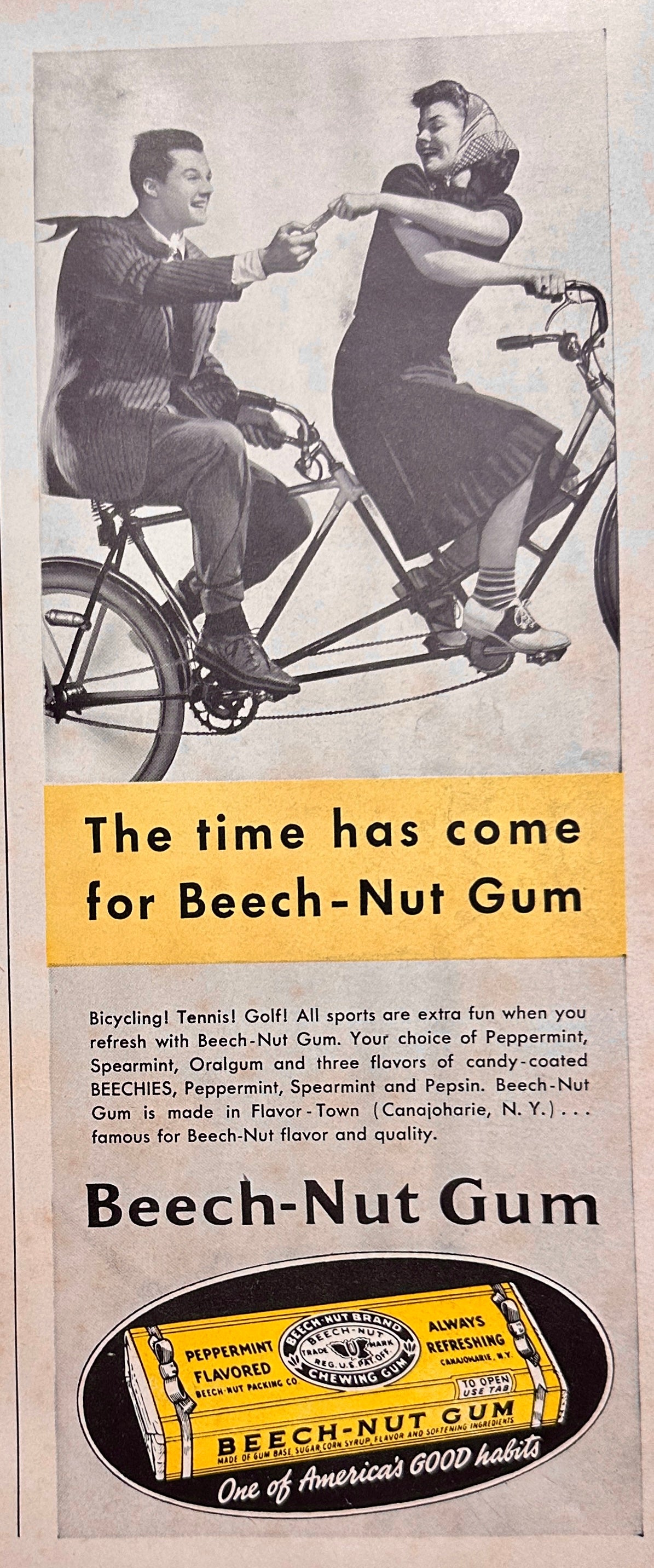 1953 Beech-Nut Gum the Time has Come! Vintage Ad #1555