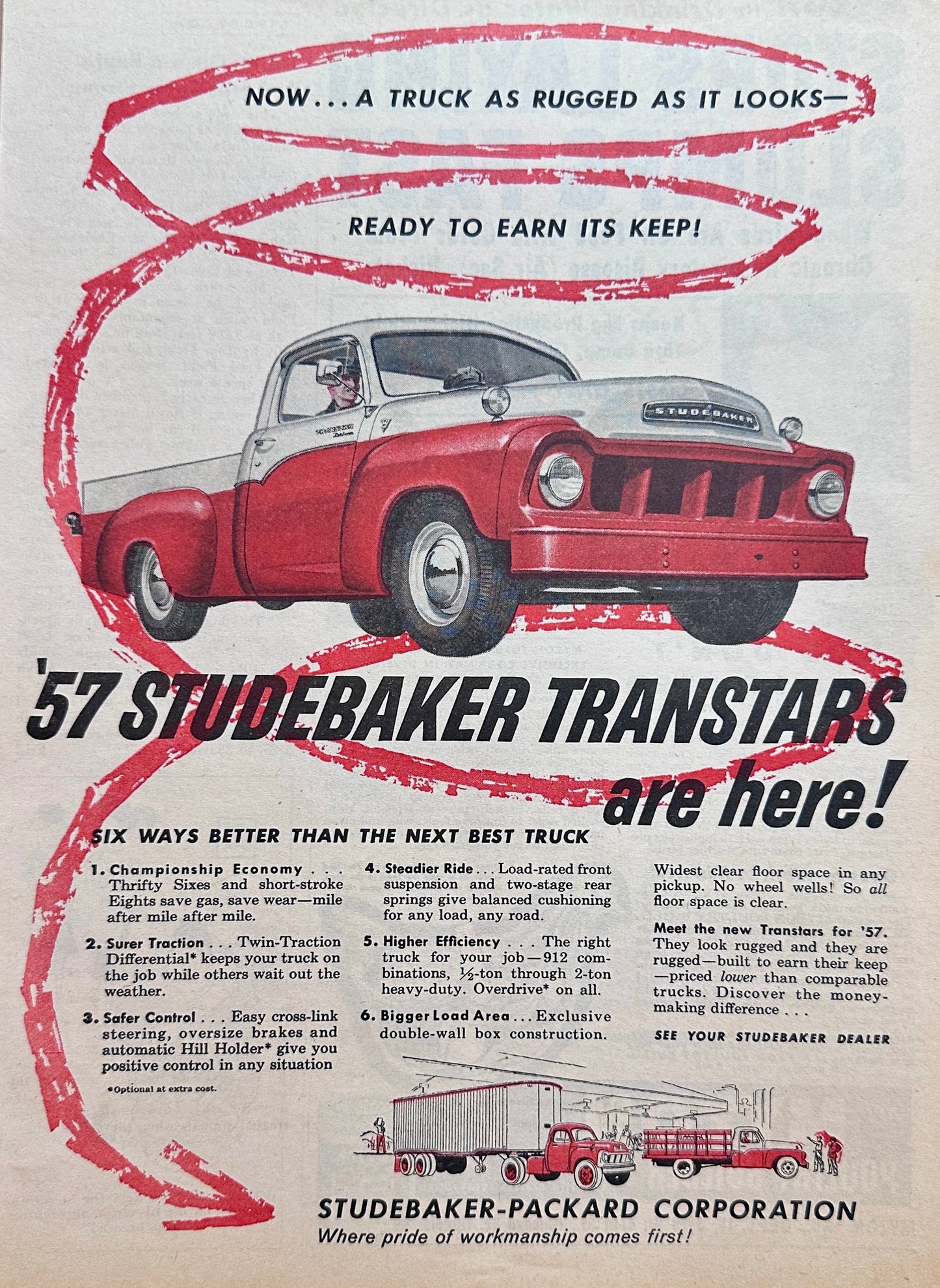 1956 Studebaker-Packard Transtar Trucks for 1957 AD #A377