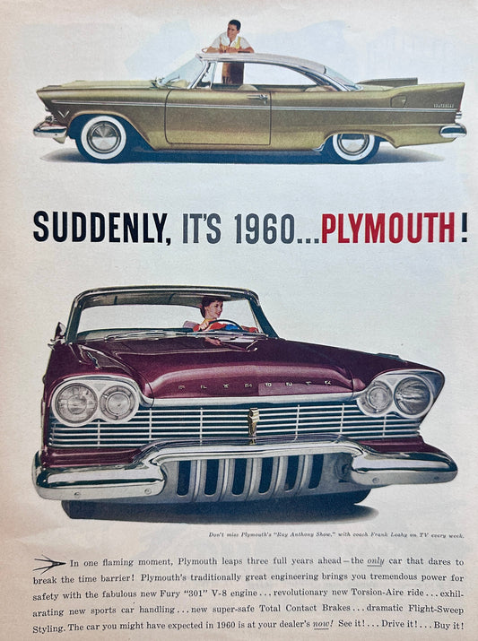 1956 Plymouth Introduces their 1957 Plaza Coupe Styled for 1960 Ad #A379