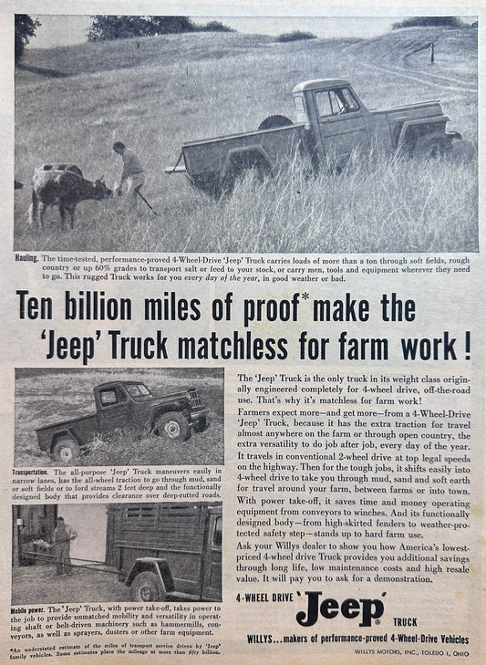 1956 4 Wheel Drive Jeep Truck Matchless for Farm Work Ad #N384-1-2