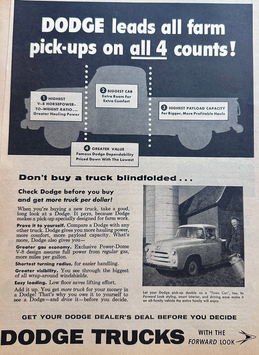 1956 Dodge C-3-B Pickups Lead all Farm Pickups Ad #A393
