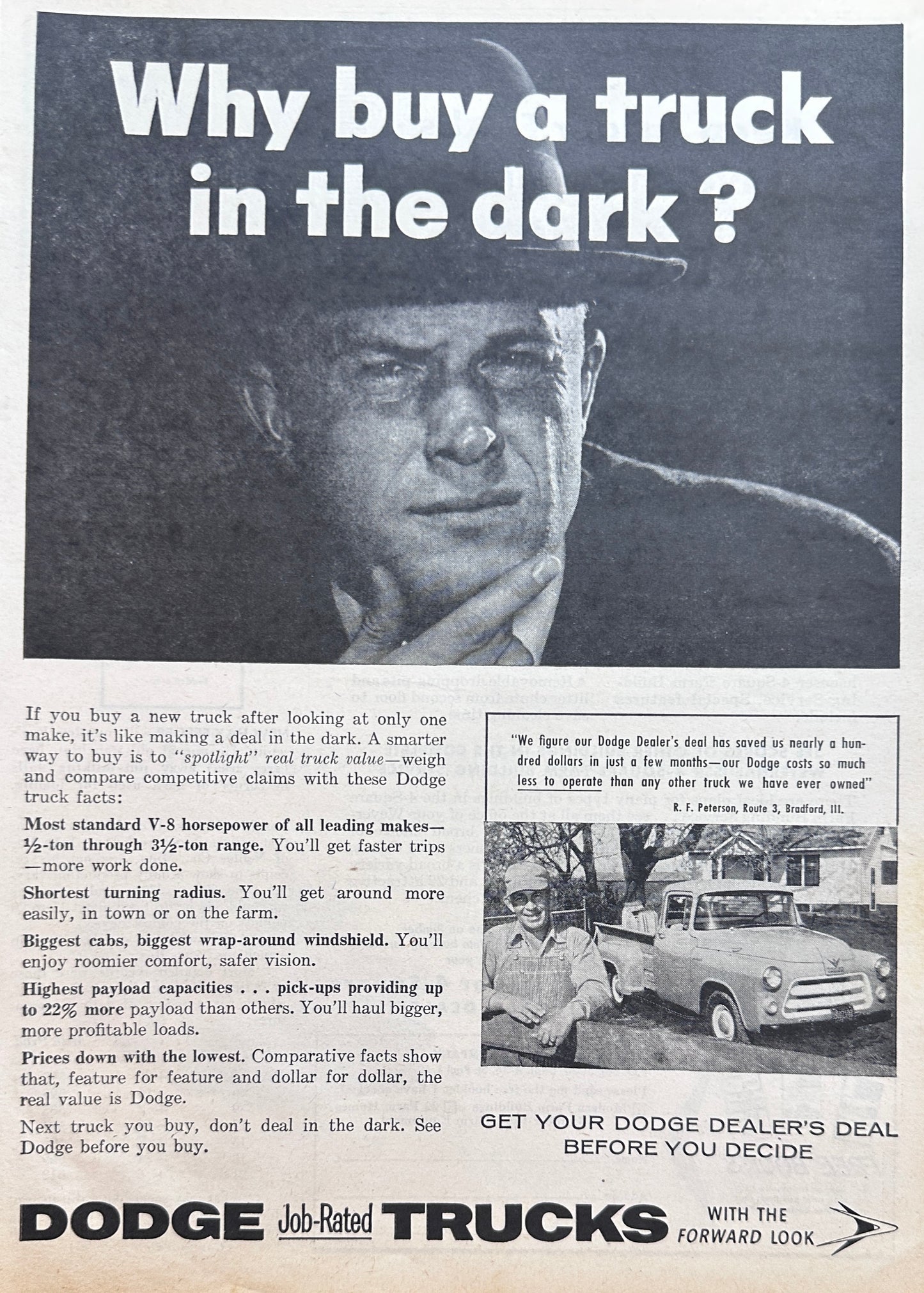 1956 Doge C-3-B Pickup Don't buy a Truck in the Dark Ad #A400