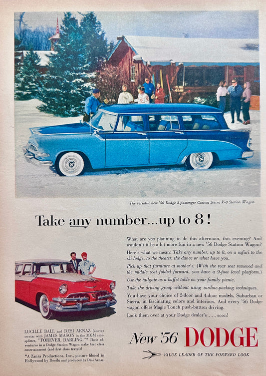 1956 Dodge 8 Passenger Custom Sierra V8 Station Wagon Ad #A401
