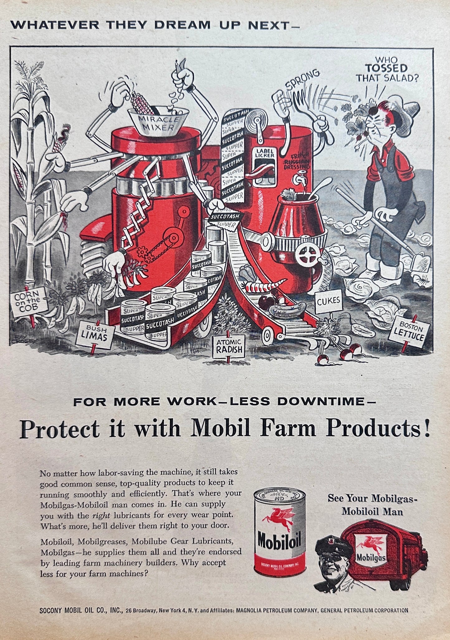 1956 Mobiloil - Whatever They Dream Up Next Ad #N1221 - Miracle Mixer