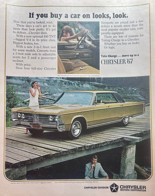 1967 Chrysler New Yorker in Saice Gold Metallic 4- Door Hardtop Ad #1462
