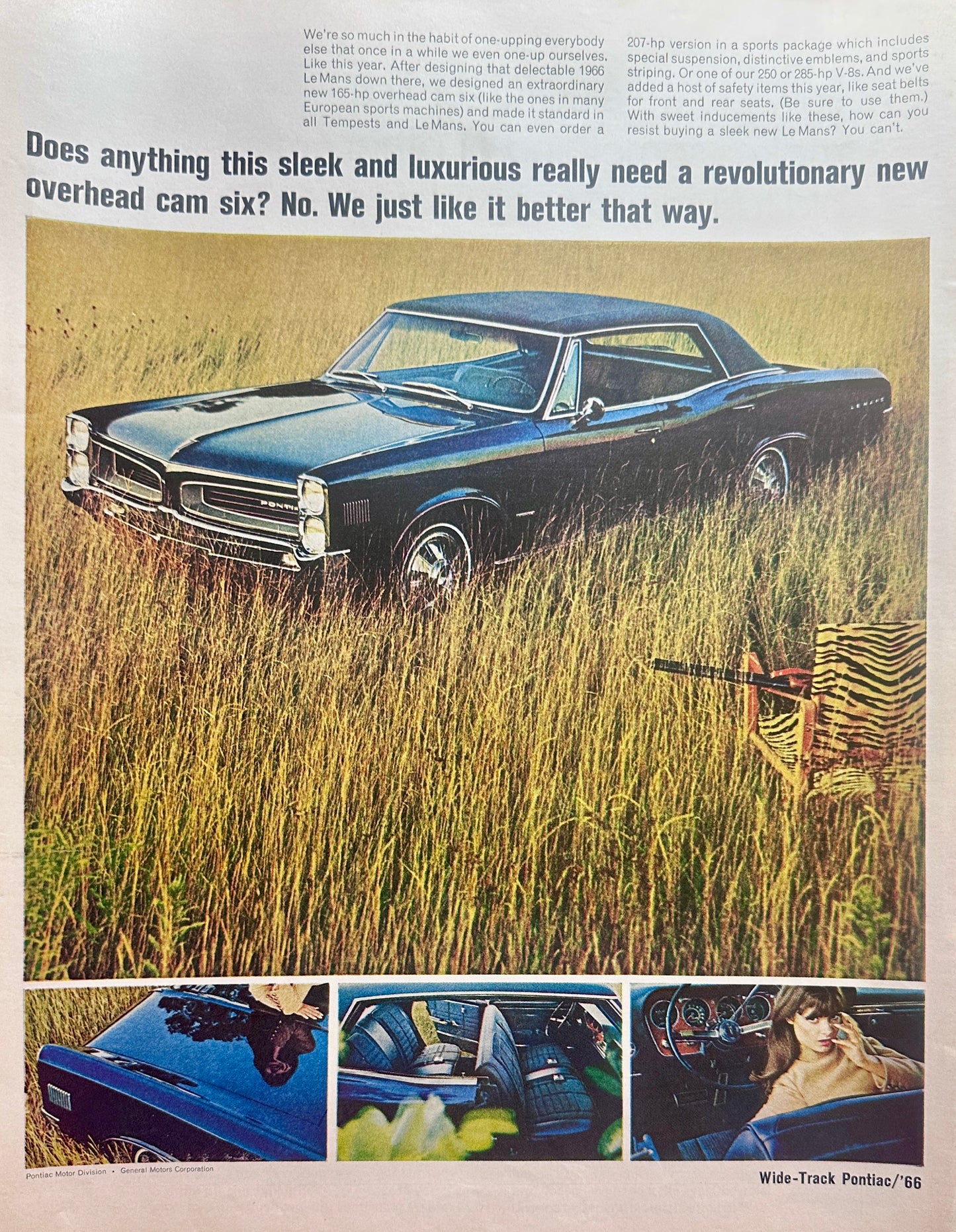 1966 Wide-Track Pontiac LeMans Overhead Cam Six Ad #1559