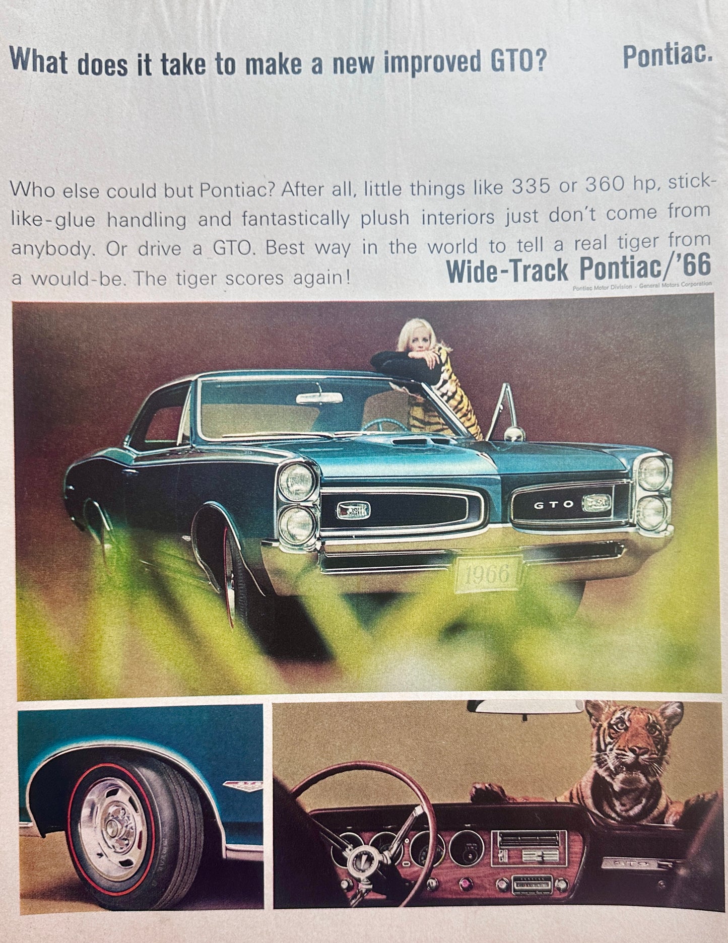 1966 Wide-Track Pontiac GTO - the Tiger Scores Again! Ad #1577