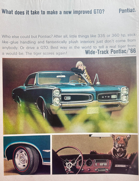 1966 Wide-Track Pontiac GTO - the Tiger Scores Again! Ad #1577