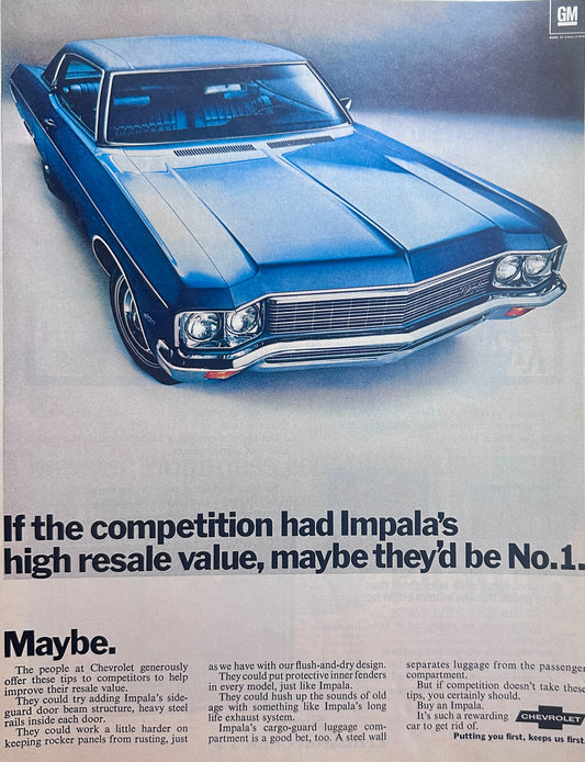 1967 Chevrolet Impala If the Competition Had Impala's Ad #1580