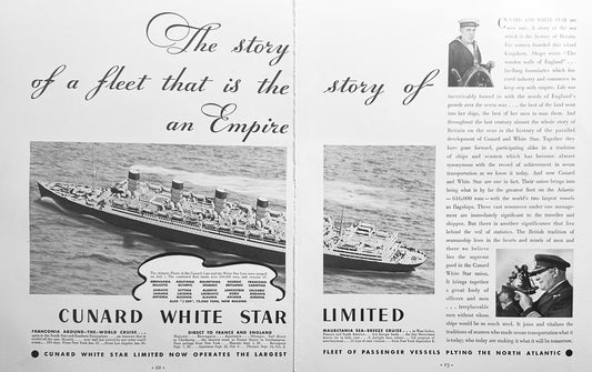 1934 2-Page Ad - Cunard White Star Line of Titanic Fame - Merger #1590