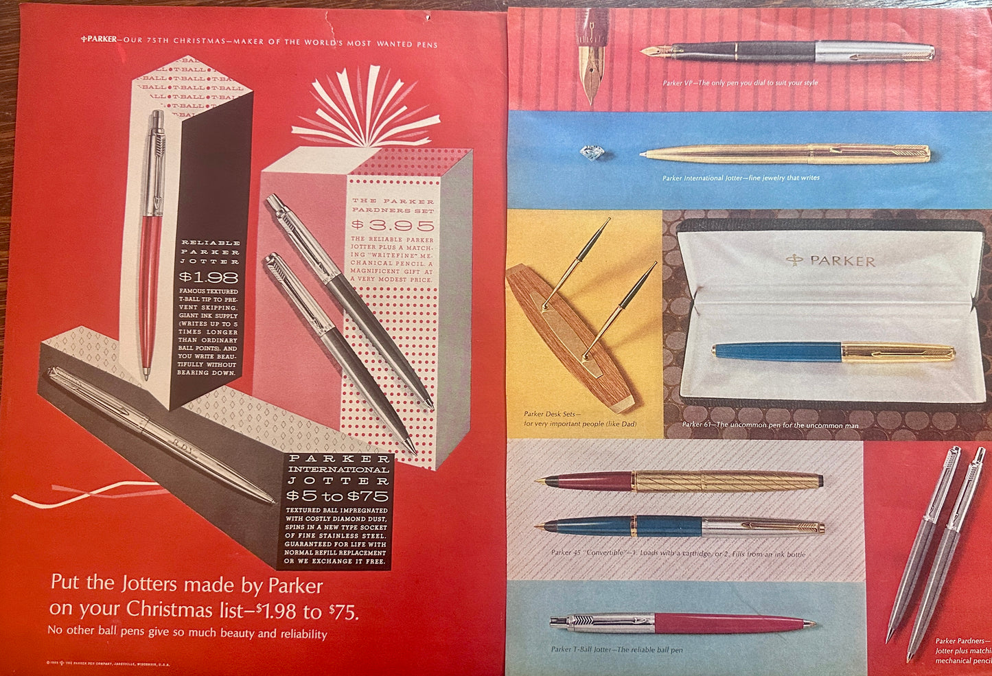 1963 Parker Pen (2-Page) Pen Sets and Jotters Vintage Ad #1609