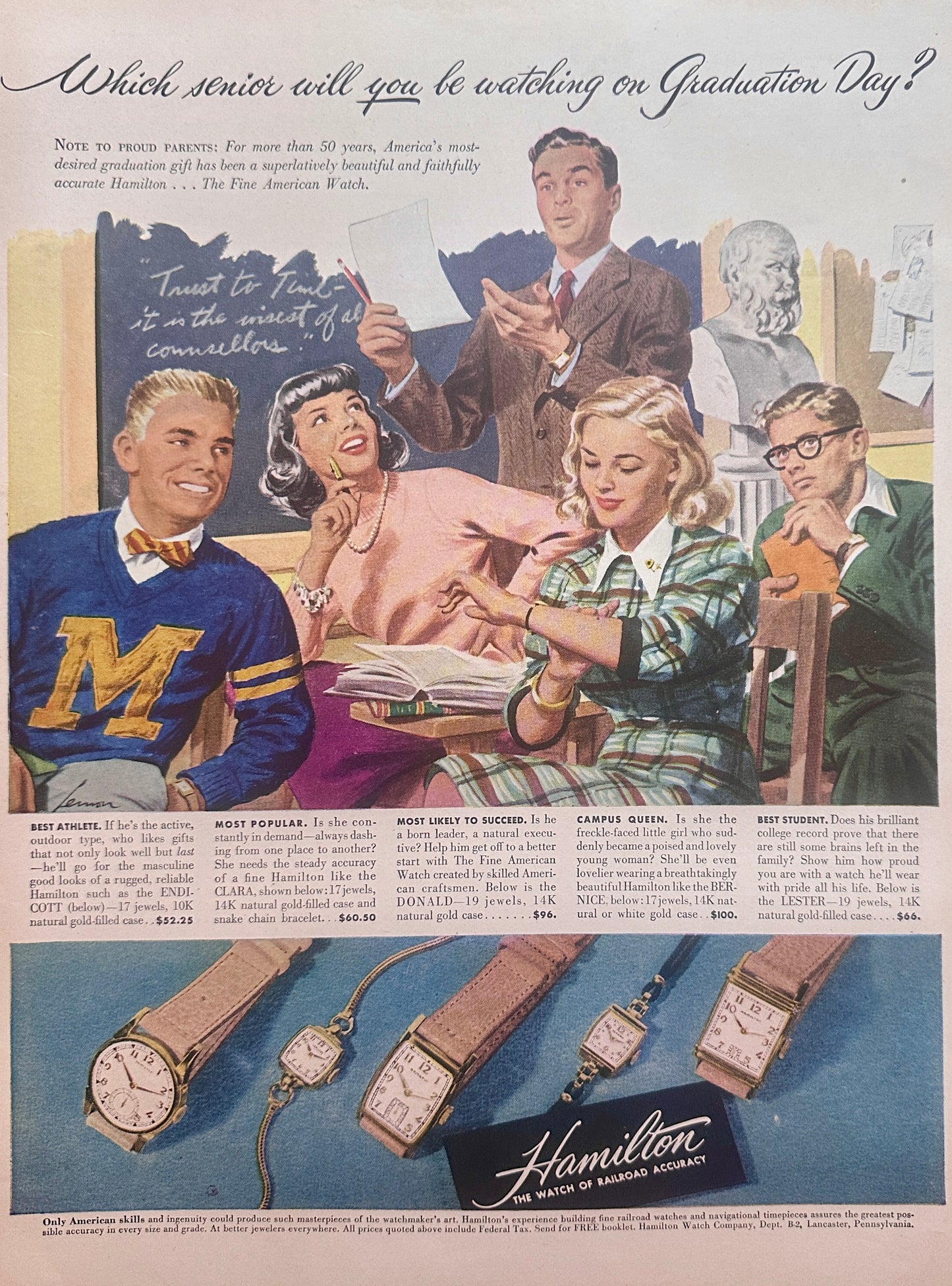 1947 Hamilton Watches for Your Graduating Senior Ad #1606