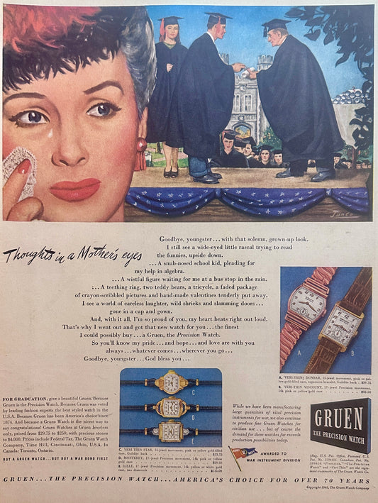 1945 Gruen - The Precision  Watch - Graduation Day Ad #1605
