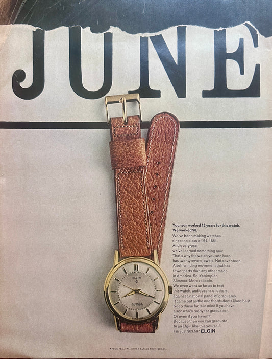 1962 Elgin's' Men's 27 Jewel Self Winding Watch Ad #1603