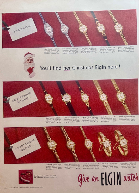 1954 Elgin Ladies Watches - 15 Different Styles Shown - Ad #1600