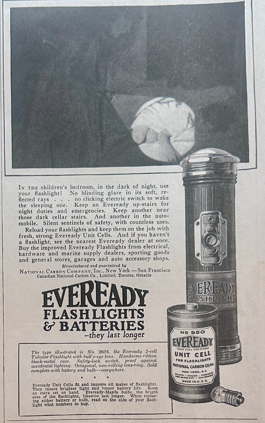 1925 Eveready Flashlight & Batteries Ad #1593