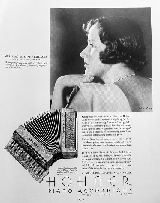 1933 Hohner Piano Accordions - The World's Best Vintage Ad #1631