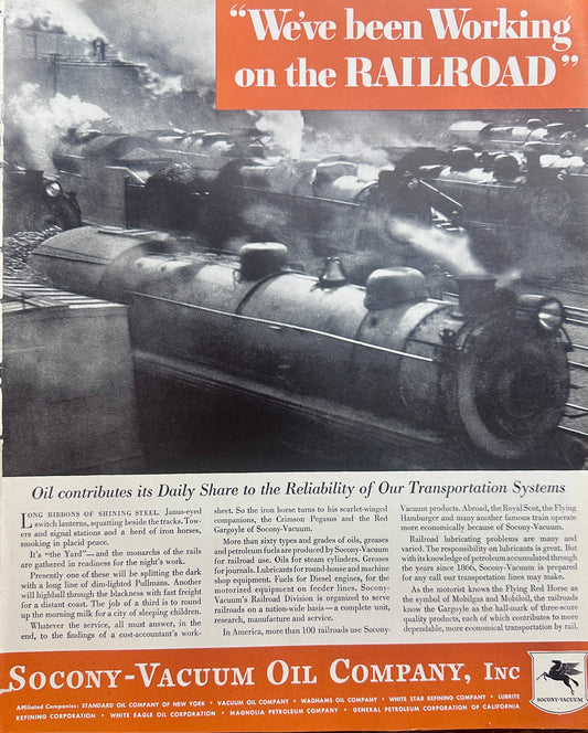 1934 Socony-Vacuum Oil Co  - Pegasus - Working on Railroad Ad #1634