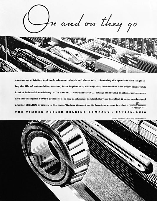 1934 Timken Roller Bearing Gotham Feel - Industrial Decor Ad #1637