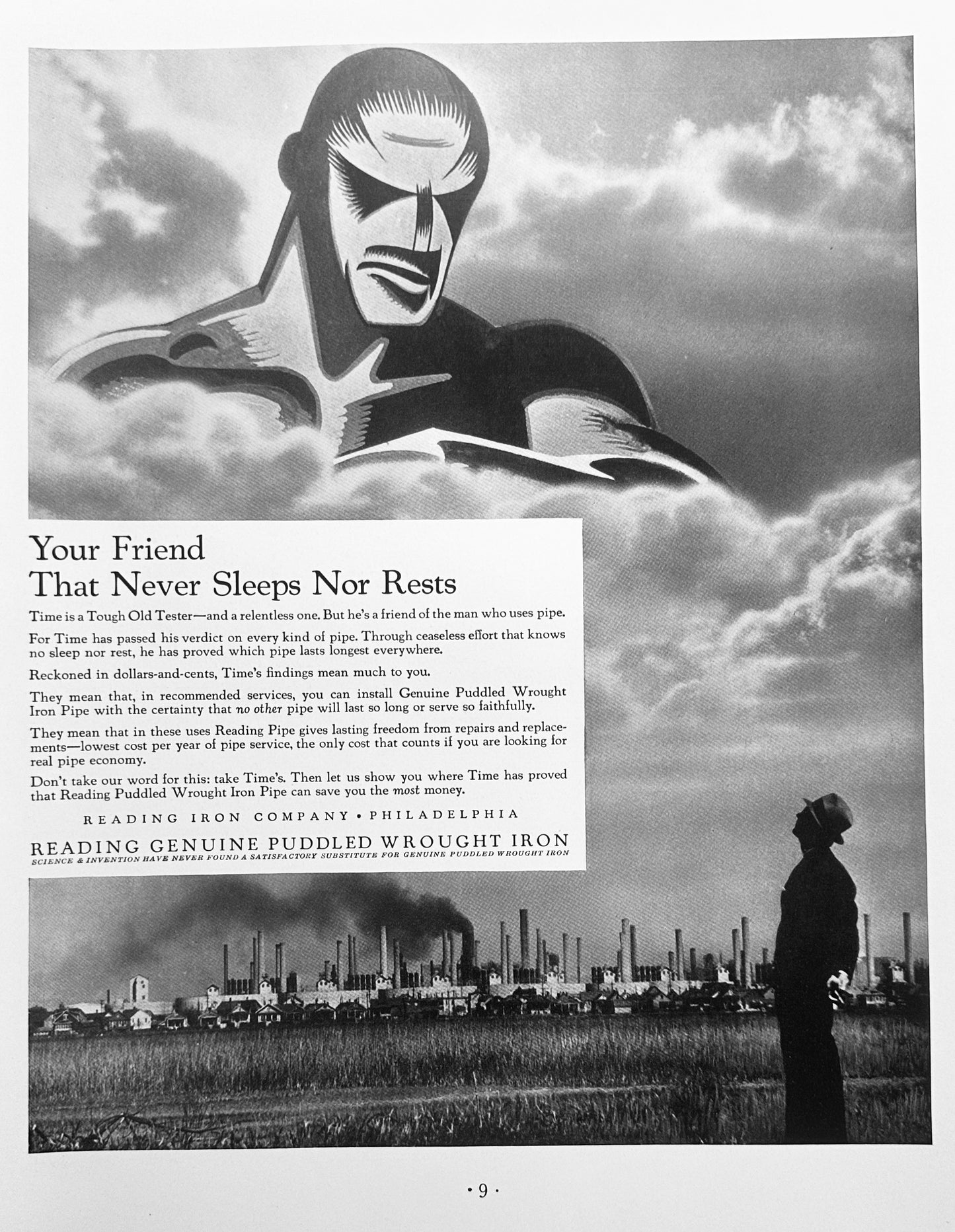 1934 Reading Genuine Puddled Wrought Iron Industrial Theme Ad #1639