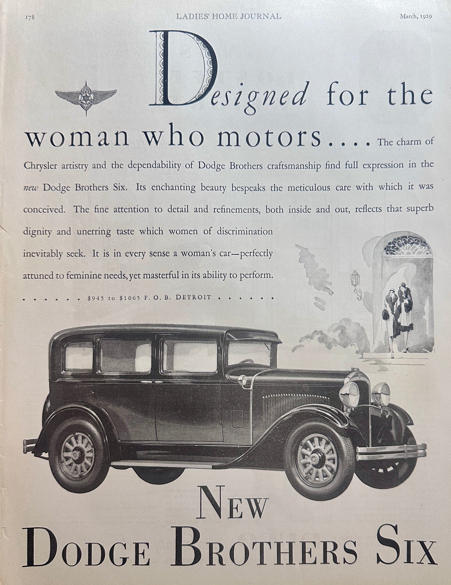 1929 New Dodge Brothers Six Designed For The Woman Who Motors Ad #1645