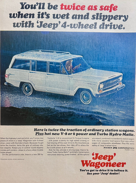 1965 Kaiser Jeep Wagoneer Twice as Safe Vintage Ad #1649