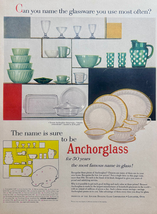 1949 Anchor Hocking - Golden Anniversary Vintage Ad #1659