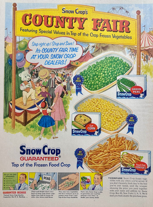 1958 Snow Crop's Frozen Vegetables Vintage Ad #1662