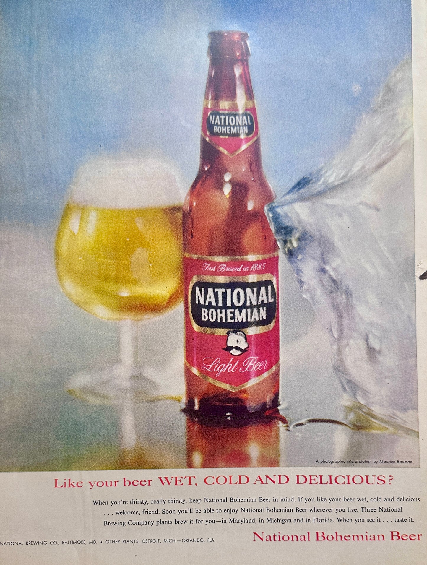 1958 National Bohemian Beer Vintage Ad #1663 Natty Boh