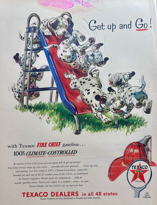 Vintage 1954 Texaco Fire Chief Ad #1664 - Dalmatians & 48 States