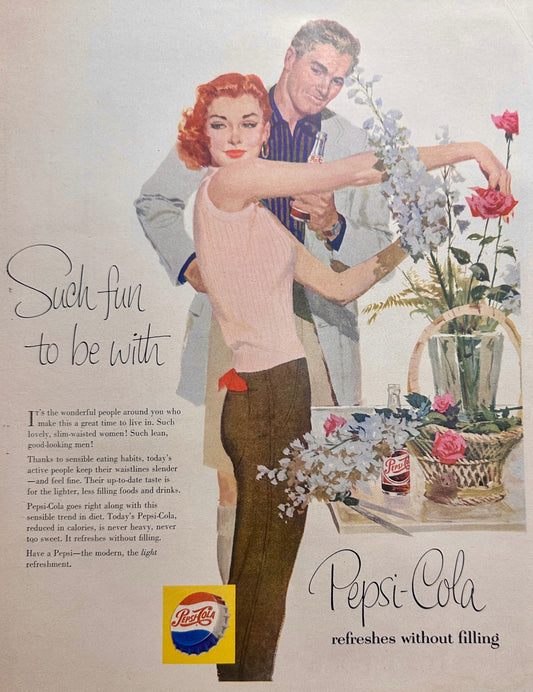 1954 Pepsi Cola Refreshes without Filling - Vintage Ad #1669