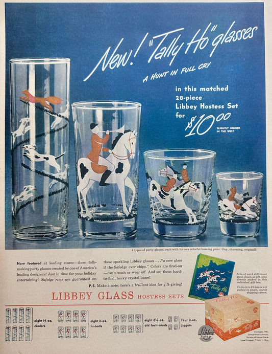 1946 Libbey Glass Hostess Sets - Tally Ho - Series Vintage Ad #1671