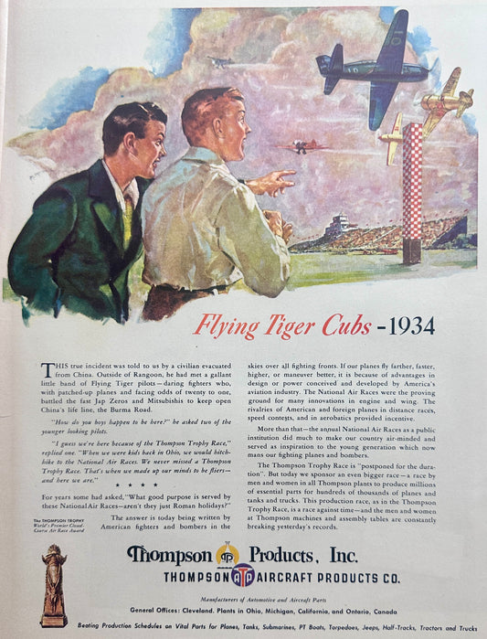 1945 Thompson Aircraft Products Flying Tiger Cubs Vintage Ad #1672