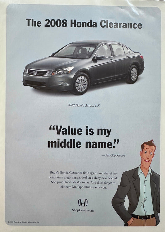 2008 Honda Accord LX - Year End Clearance - Vintage Ad